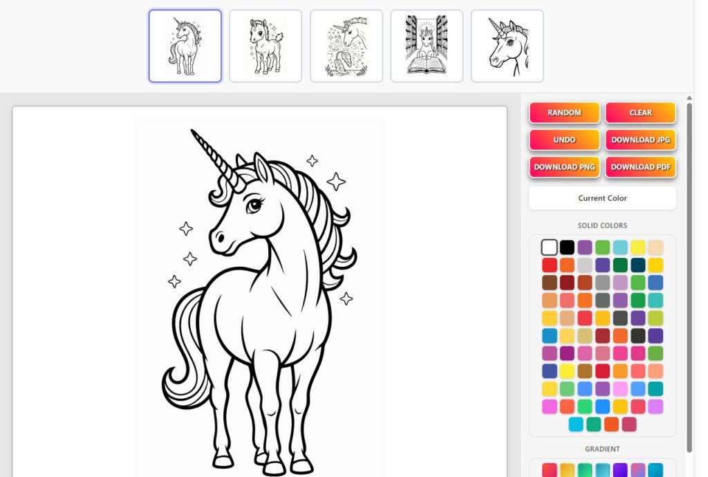 Overview of the ColorDudes online coloring tool workspace